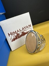 Himalayan Gems Sterling Silver 925 Pink Natural Moonstone Unique Size 8 Ring NEW