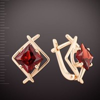Russische Rose Rotgold 585 Nette Ohrringe Mit Granat Neu GläNzend
