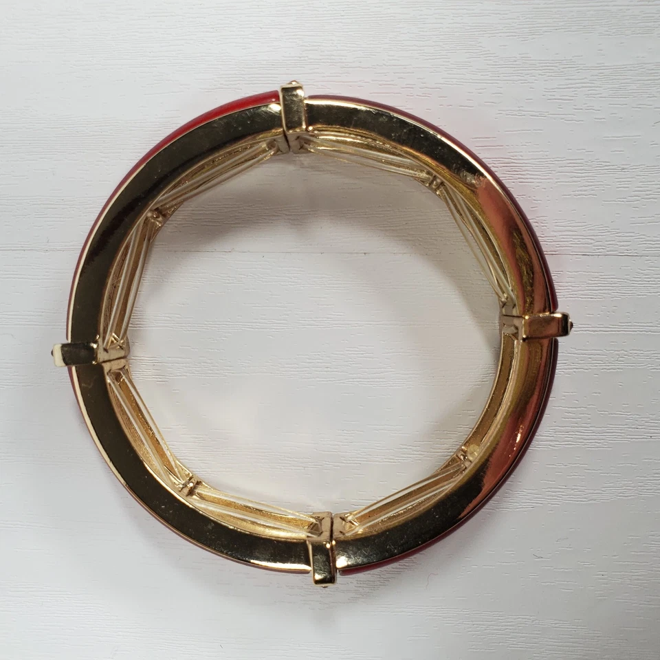 Brazalete Brazalete Elástico Coldwater Creek Tono Rojo y Dorado Estrás Foto 2 de 4