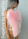 Sagafurs Shadow Blue fox fur pink/white mixed bikini body adjustable