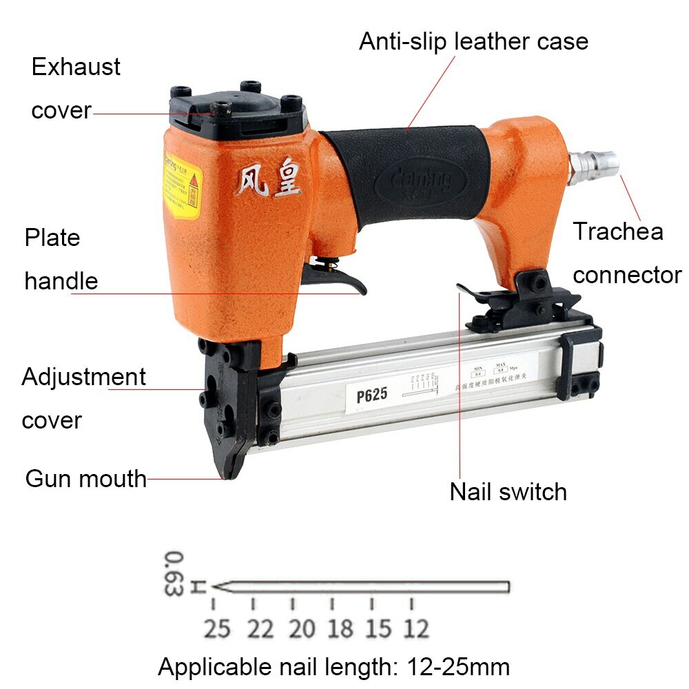 P625 Pneumatic Air Pin Nailer Air Stapler 1225mm Length Headless Nail Gun eBay