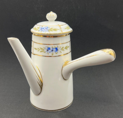Antique Nippon Chocolate Pot Side Handle Blue Rising Sun Mark Hand Painted 1911