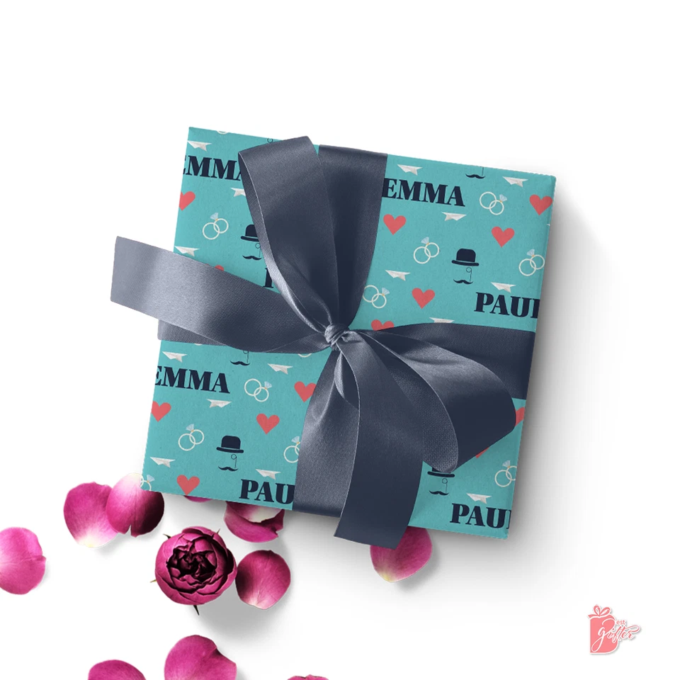 Papel de envolver regalo de boda personalizado con nombre envoltura de regalo de compromiso de ducha nupcial Foto 4 de 4