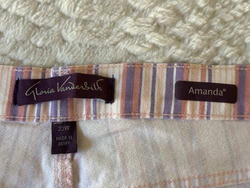 GLORIA VANDERBILT Amanda capri donna taglia 22W nastro rosa/striga schermo - Foto 13 di 19