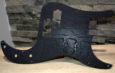 Custom Black Snakeskin P Bass Pickguard Precision Bass 13 hole Fits Fender USA