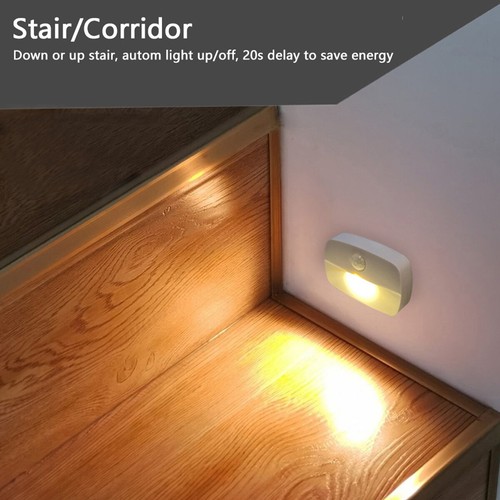 Sensor de Movimiento LED Luz Nocturna Luces Lámpara con Batería Inalámbrica Suave - Imagen 6 de 11