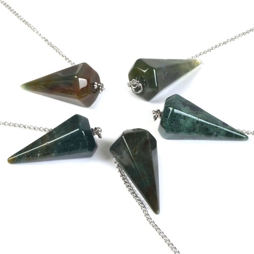 37mm Faceted gemstone crystal healing point chakra hexagonal pendulum 6" Chain - Picture 66 of 118