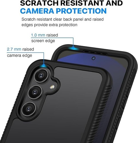 Case for Samsung Galaxy S24 FE 360° Full Body Protective Shockproof, Clear Black - Picture 2 of 4