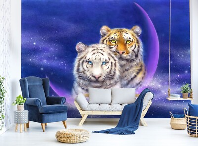 3D Lila Mond Tiger C566 Tapete Wandbild Fototapete Kayomi Harai Amy