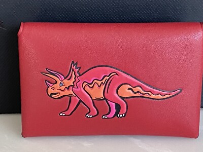 COACH RED LEATHER TURNLOCK TRICERATOPS DINOSAUR CARD CASE | eBay