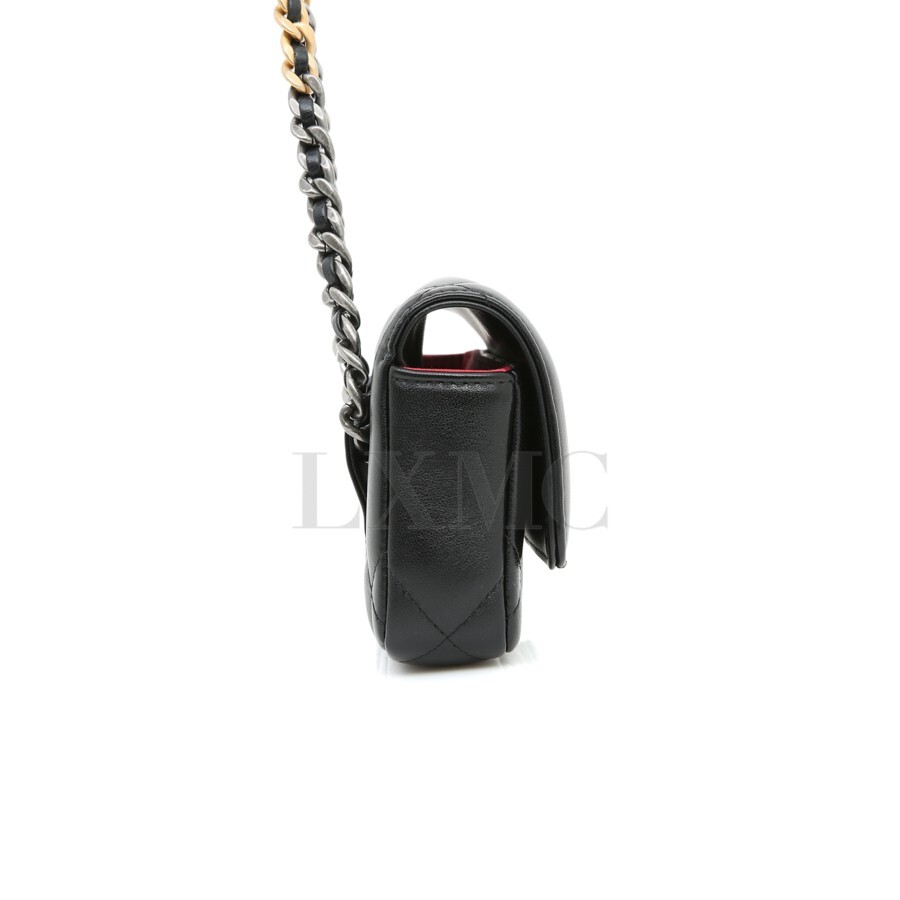 Chanel 19 Back Belt Bag Chain Cross Black Waist Bag AP3774