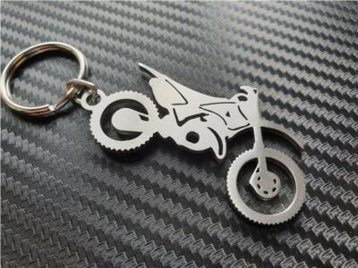 Portachiavi Moto Da Cross, Dirt Bike Scrambler, In Acciaio Color Argento, KEYRINGS-UK, Regalo