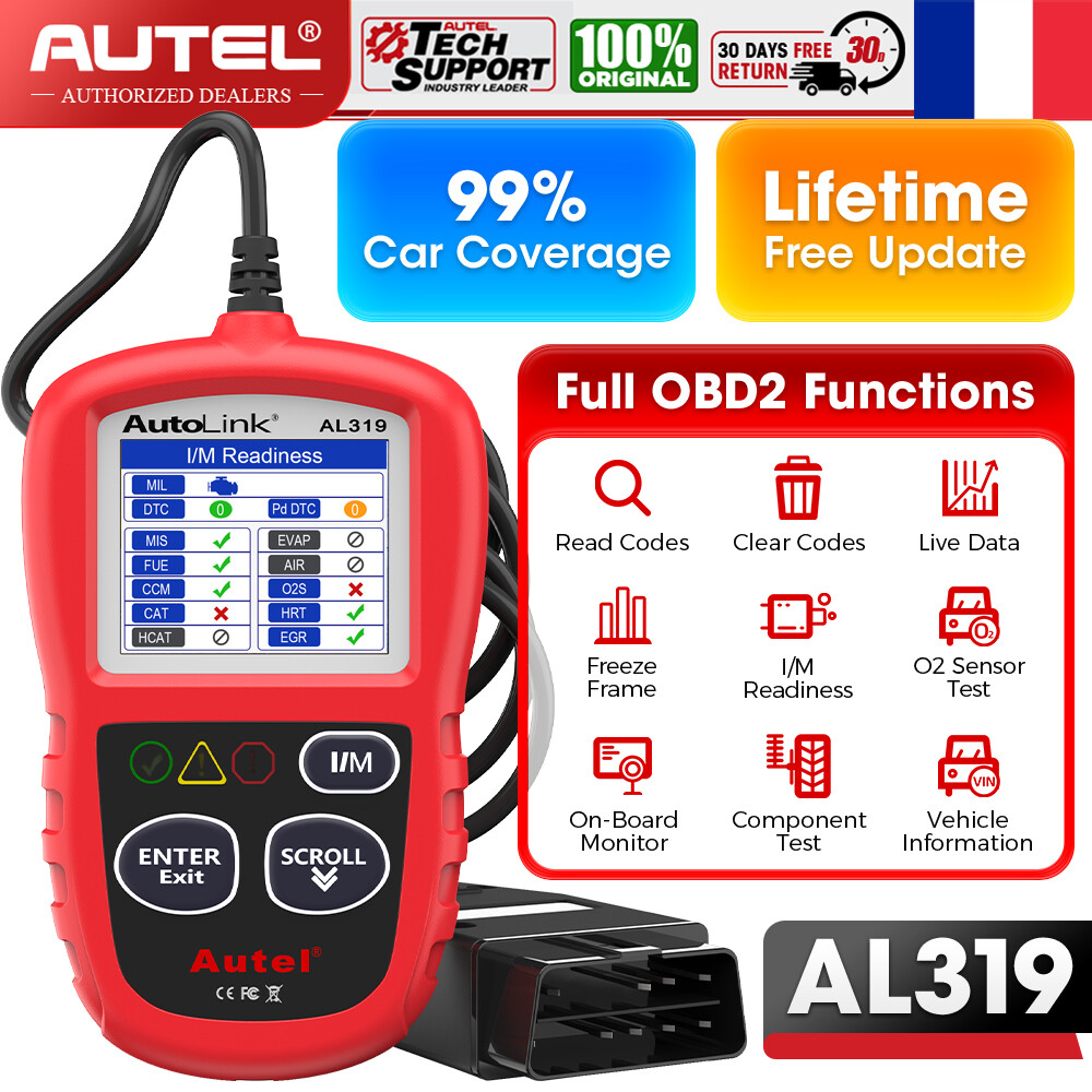 Autel AutoLink AL319 Lecteur de Code OBD2 et Scanner de Diagnostic Auto pour MIL