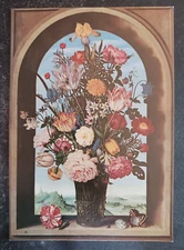 postcard art Vase of Flowers in a Window Niche Ambrosius Bosschaert unposted