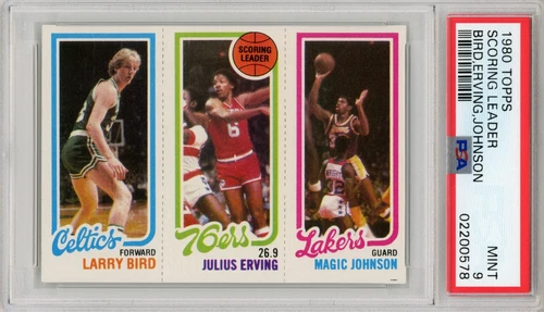 1980 Topps Magic Johnson Larry Bird RC Julius Erving PSA 9