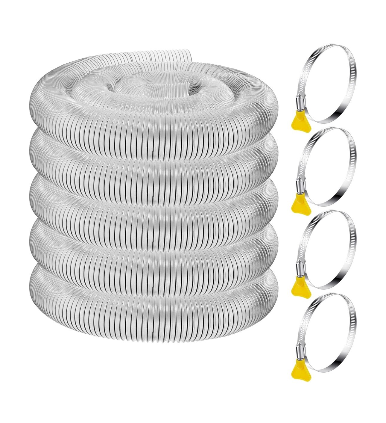 4'' x 50' Flexible PVC Dust Collection Hose with Stainless Steel Hose Clamps ...