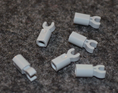 6) 1x2 Light Gray Clasp / Clip for Rod / Stick Bricks ~ New Lego