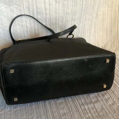KATE SPADE black nylon extra large travel tote bag w/gold hardware double handle - Picture 6 of 16
