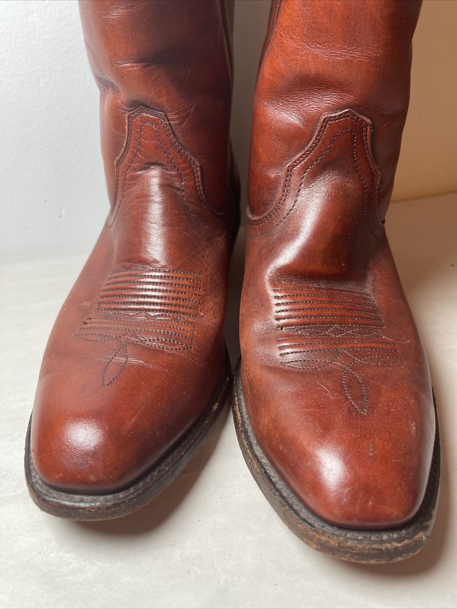 Vintage Frye Western Boots 3850 US Men 8.5 D Brown Leather Cowboy 