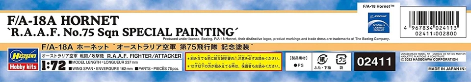 Hasegawa 1/72 Royal Australian Air Force F/A-18A Hornet 75SQ commemorativo - Immagine 3 di 4