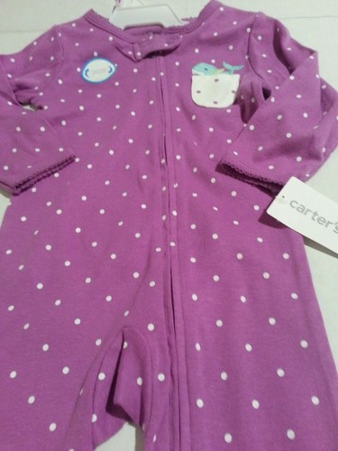 Carters Baby Girl Jumpsuit with 🐳 Whale 9 Months~Purple - Picture 3 of 3