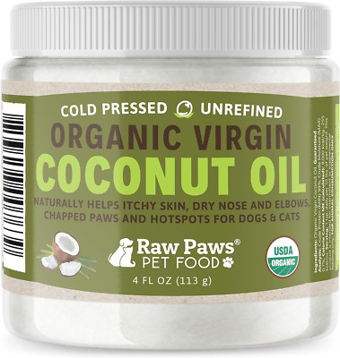 Virgin Organic Coconut Oil for Dogs & Cats, 4-oz - Treatment for Itchy Skin, Dry