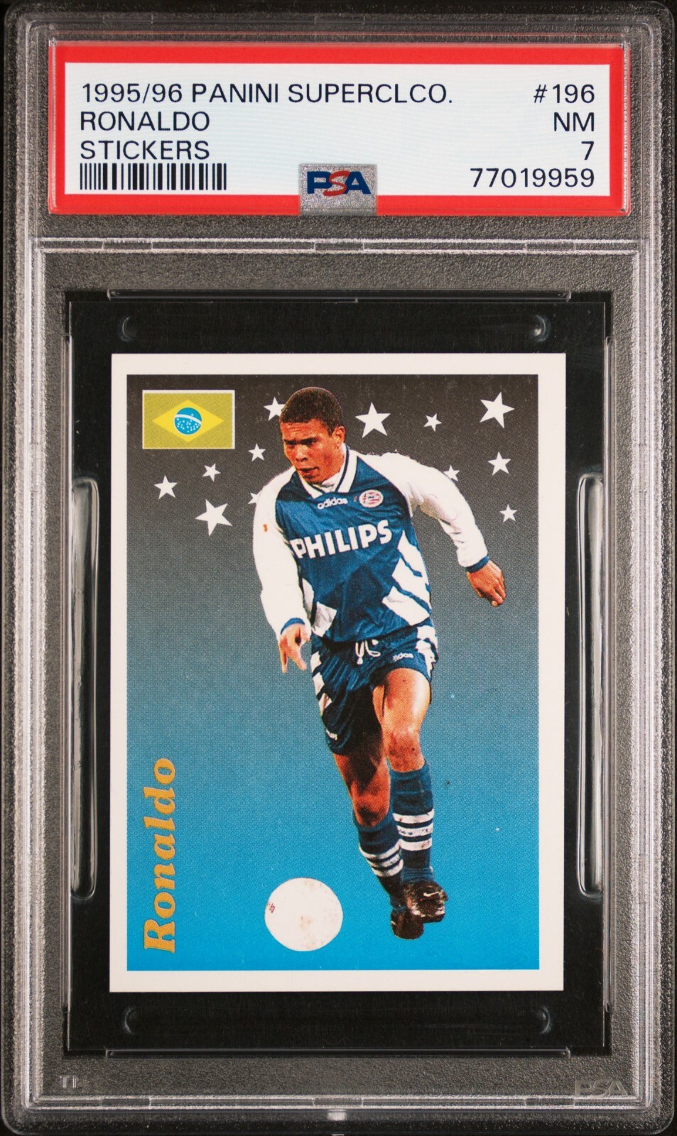 1995 PANINI SUPERCALCIO STICKERS 196 RONALDO psa 7