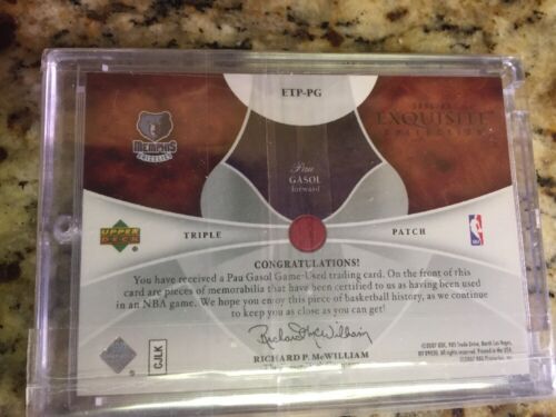 2006-07 Upper Deck Exquisite Triple Patches Pau Gasol 5/10 - Picture 2 of 2
