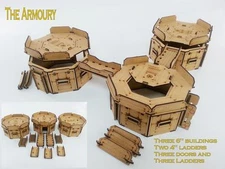 Infinity the game The Armoury 6" Buildings x 3  28mm Terrain