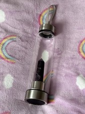 KIARA Crystal Elixir Water Bottle 0.5L Glass/Stainless Steel Clear Grey