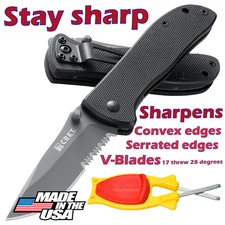 New Patent approved Pocket Knife Sharpener- Relines and hones blades.