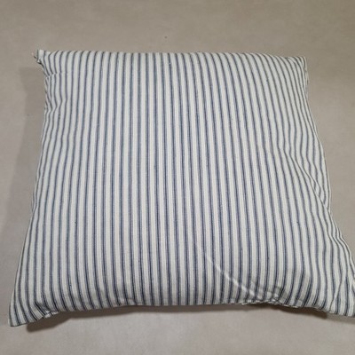Vintage Pillow Feather DOWN 15  X 14  Blue White Stripe Ticking Farm 2 Pounds