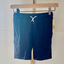 All in Motion Boys Black Stretch Cargo Shorts Athletic Activewear Drawstring S