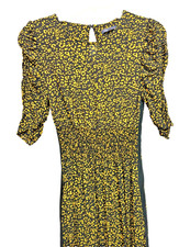 NWOT M&S COLECTION UK 8 100% Viscose Yellow Mix Short Sleeve Midi Length Dress