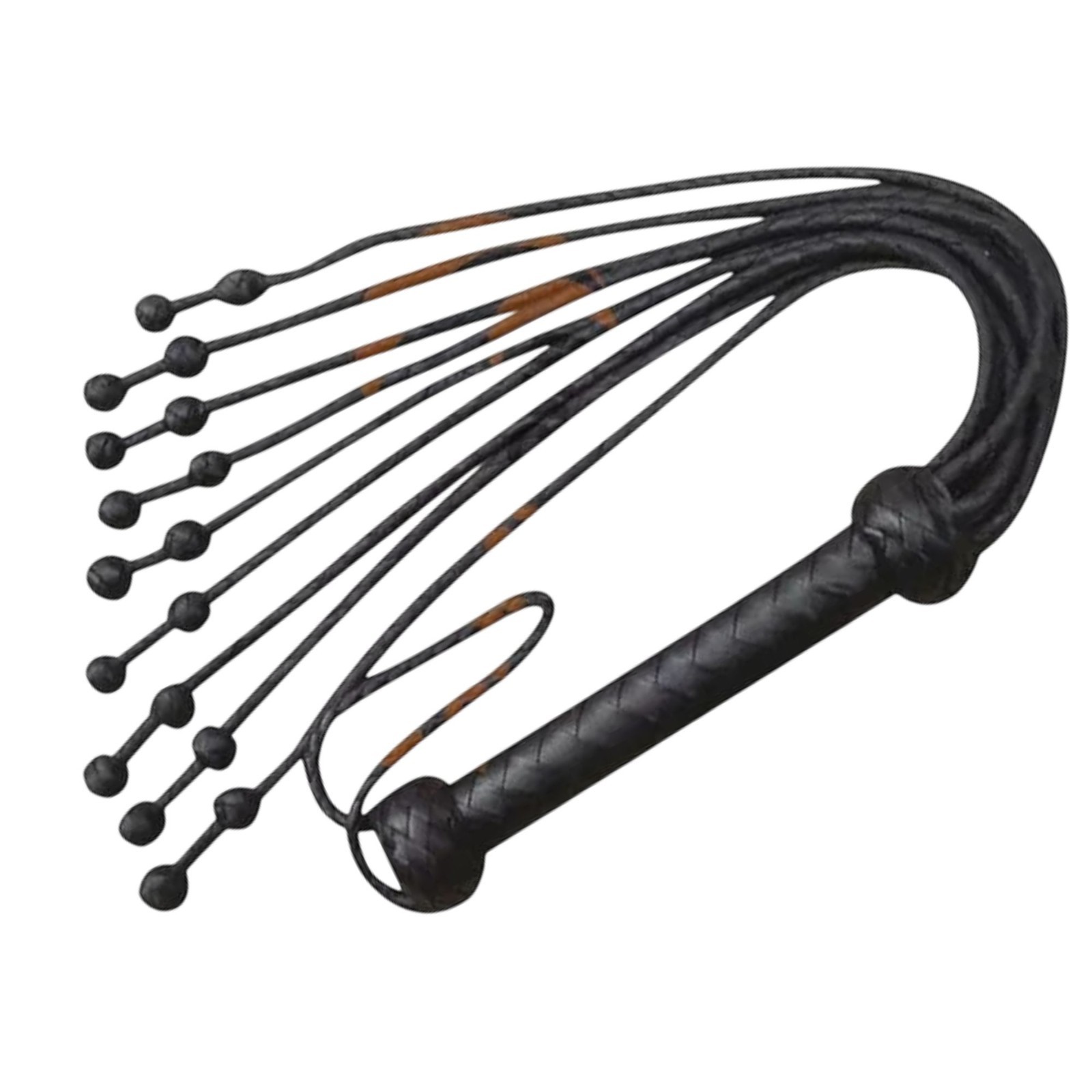 Real Cowhide Black Leather Flogger 09 Thick Tails Heavy & Thuddy impact Whip