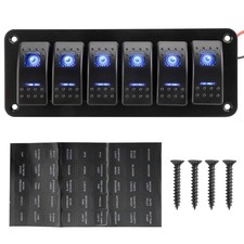 12-24v Blue Led 6 Gang Onoff Rocker Switch Panel 6 Gang Toggle Switches Ip65