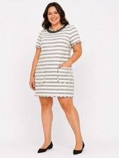 Michael Kors Tweed Stripe Chain Short Sleeve Shift Dress Size 10 NEW
