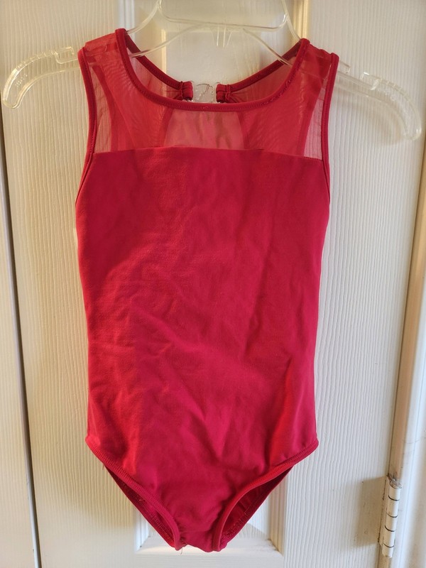 Energetiks Red Mesh Back "Abby" Dance/Gymnastics Leotard Child Medium 8/9 Yrs