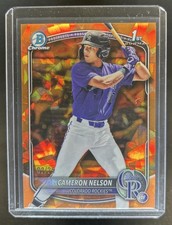 2025 Bowman Draft Sapphire Cameron Nelson Chrome Orange Refractor 1st #/25