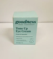 NIB Goodness Vegan Clean Beauty Tone Up Eye Cream Firms & Smooths 30g 1oz