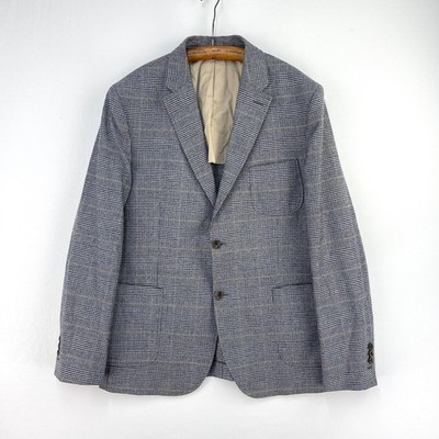 Barbour Sportjacke Herren 42R grau Prince Check Moon Wolle leichter Blazer