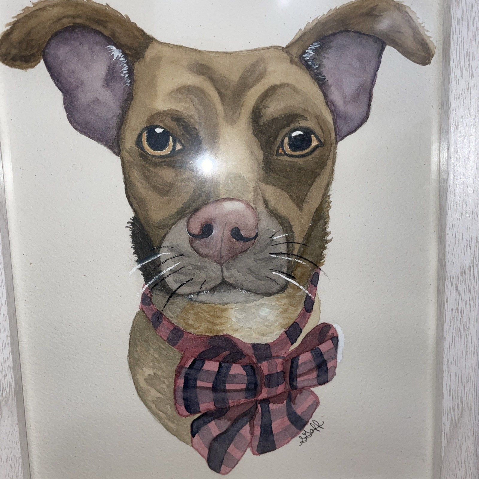 Original Watercolor Painting “Winston” 8”x 10" Dog OOAK Framed