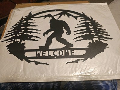 Laser Engraved Metal Cutout Welcome Sign Bigfoot Free Shipping