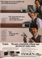 Sysgen 1984 Vintage Print Ad Hard Disk Tape Back-Up IBM PC XT