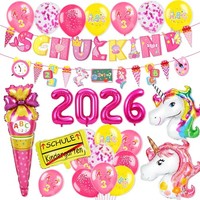 Einhorn Deko Einschulung MäDchen Luftballons ZuckertüTen Banner Schulanfang 2026