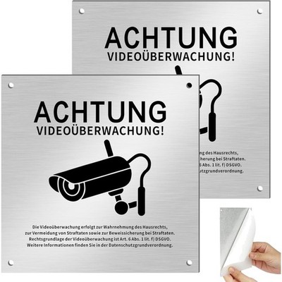 Videoüberwachung Schild Kamera Überwachung Privatgrundstück 2er-Pack