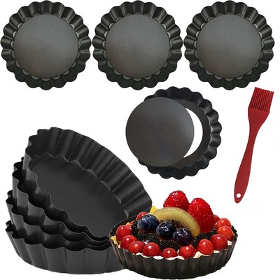 8 Pack Mini Tart Pans 4 Inch with Removable Bottom Round Nonstick Quiche Heavy