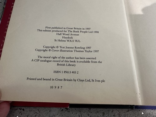 Harry Potter The Philosopher's Stone 1st First Edition 7th Print Ted Smart HB - Picture 6 of 7