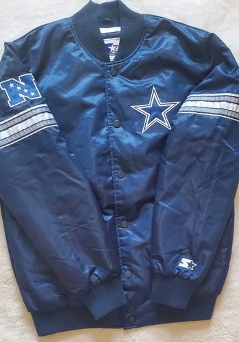 Dallas Cowboy Starter Home Varisty Jacket Full Snap Quilt Lined Sz Medium - Picture 2 of 13