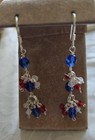 Handcrafted Red White And Blue Glass Bead Cluster Dangle Earrings 3" — photo 2